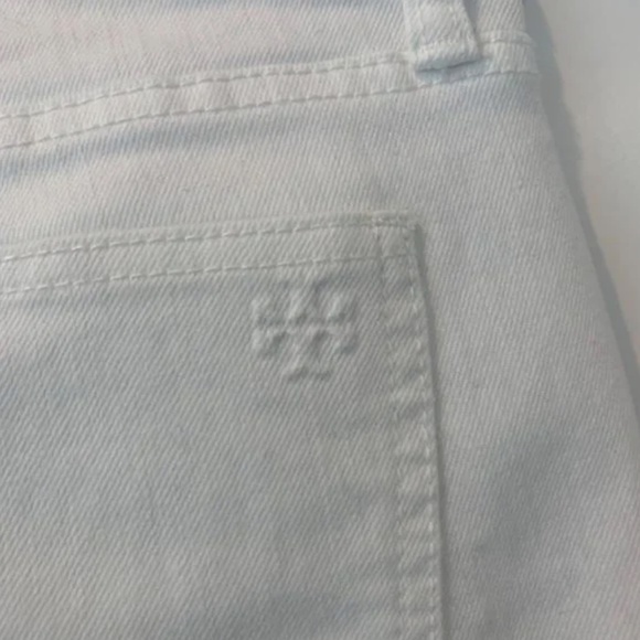 White Keira Tory Burch Eyelet Embroidered Cropped Denim Jeans [Size 27] - Picture 6 of 6